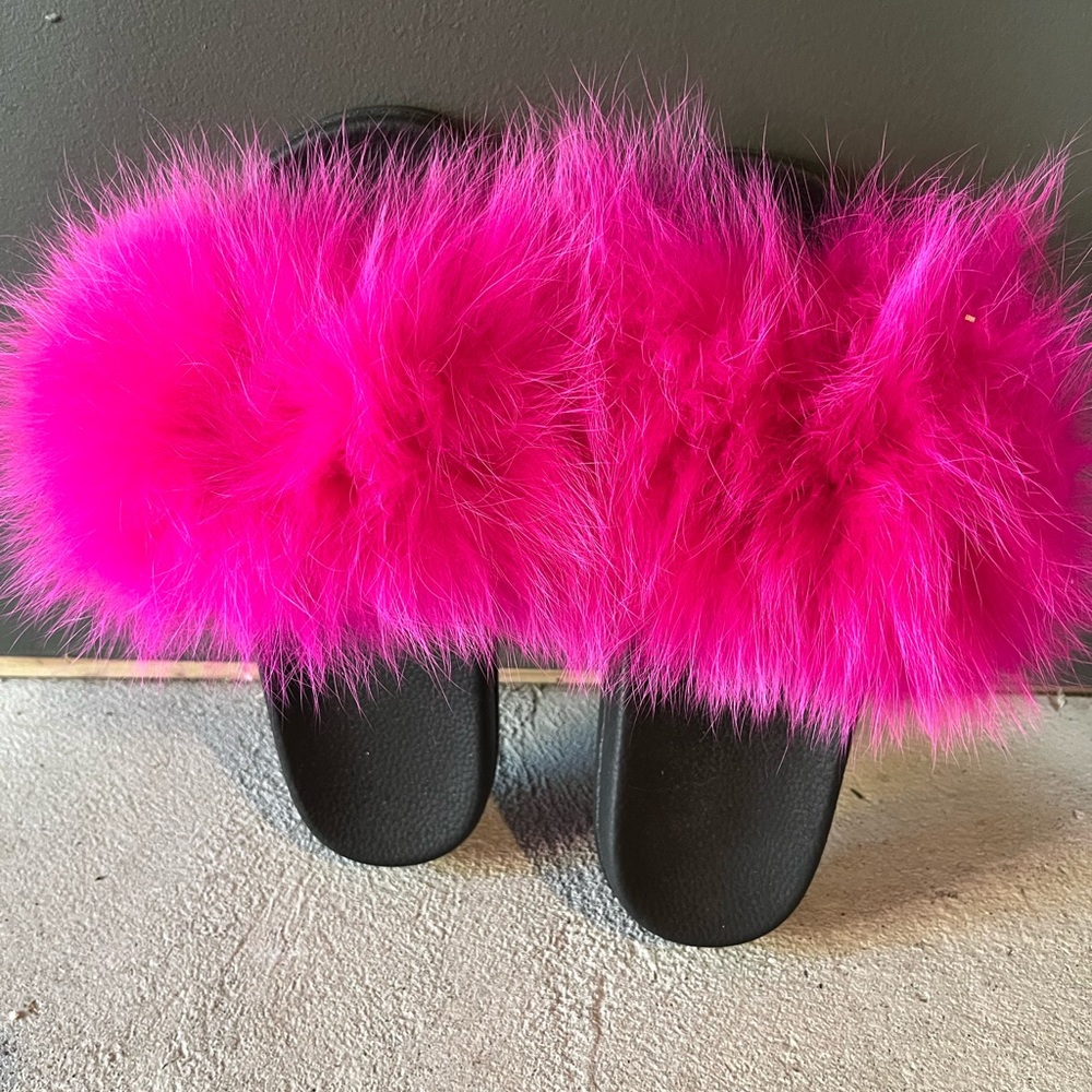 Genuine Fox Fur Slides